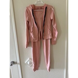 Pink Tracksuit with Hoodie and Zipper